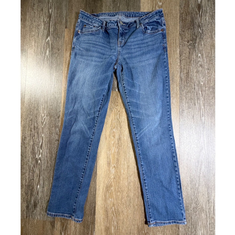 Aeropostale Skinny Jeans Womens 8 Short Blue Medium Wash Whiskered Stretch Denim
